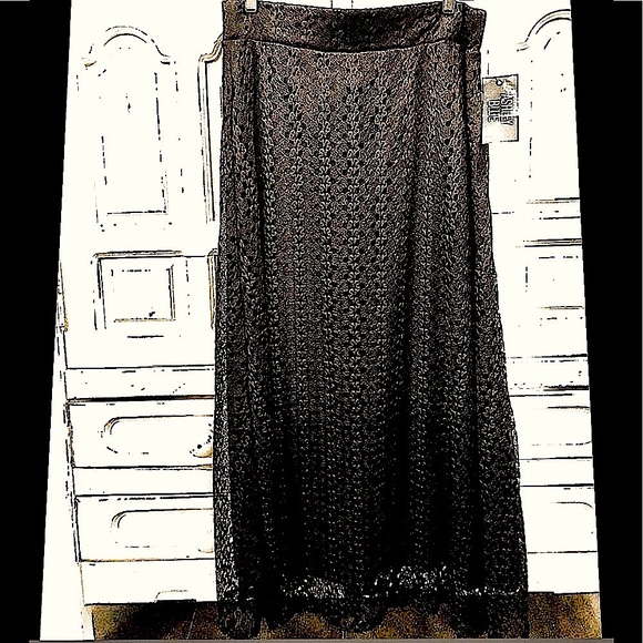 LACE SKIRT LONG BLACK MAXI XL SOFT STRETCHY FABRIC SELF LINING ‘ASHLEY BLUE’ NEW - Picture 5 of 5